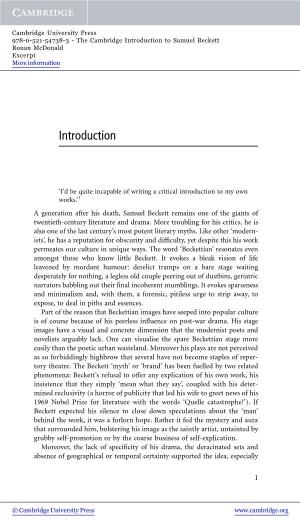 Introduction to Samuel Beckett Ronan Mcdonald Excerpt More Information