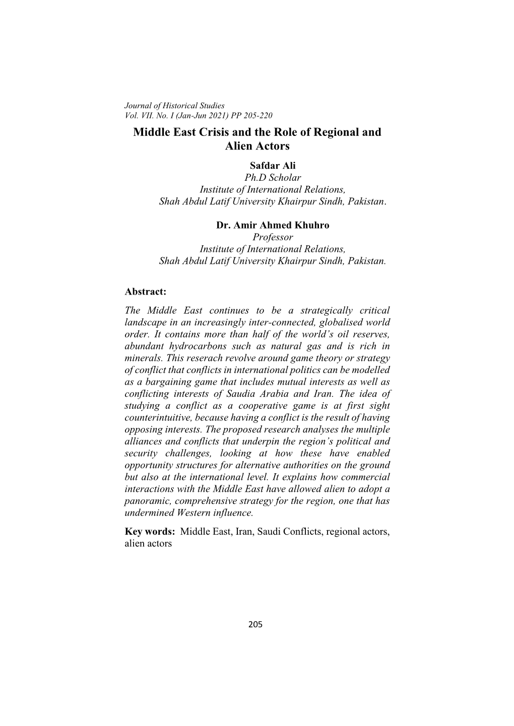 Middle East Crisis and the Role of Regional And