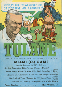 MIAMI (O.) GAME Saturday, September 23, 1967 - 7:30 P