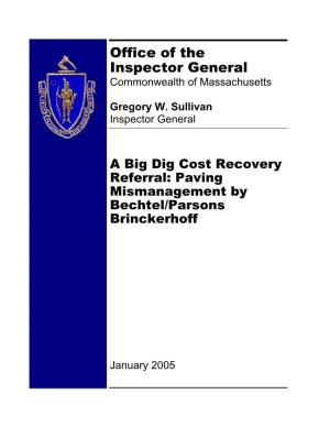 A Big Dig Cost Recovery Referral: Paving Mismanagement by Bechtel/Parsons Brinckerhoff