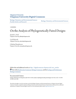 On the Analysis of Phylogenetically Paired Designs Jennifer L