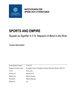SPORTS and EMPIRE Squash As Signifier in V.S
