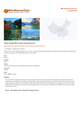 4 Days Yangtze River Cruise Downstream Tour