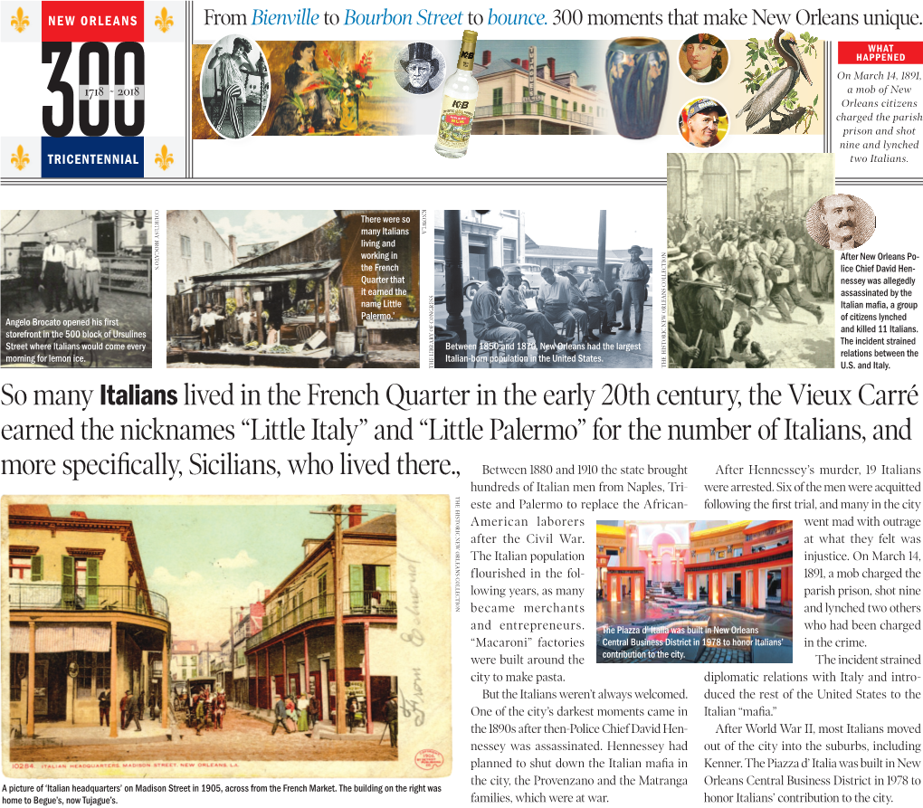 So Many Italians Lived in the French Quarter in the Early