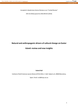 Natural and Anthropogenic Drivers of Cultural Change on Easter Island
