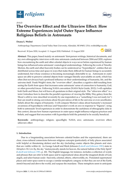 The Overview Effect and the Ultraview Effect: How Extreme Experiences In/Of Outer Space Influence Religious Beliefs in Astronaut
