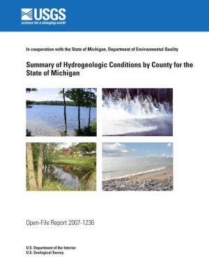 Summary of Hydrogelogic Conditions by County for the State of Michigan. Apple, B.A., and H.W. Reeves 2007. U.S. Geological Surve