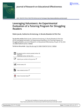 An Experimental Evaluation of a Tutoring Program for Struggling Readers