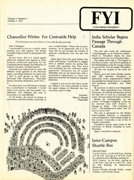 October 7, 1976 FYI CONCORDIA UNIVERSITY