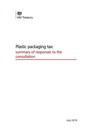 Plastic Packaging Tax: Summary of Responses to the Consultation