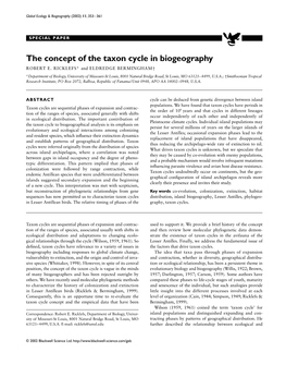 The Concept of the Taxon Cycle in Biogeography