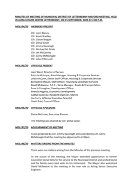 Minutes of Meeting on 15 September 2020