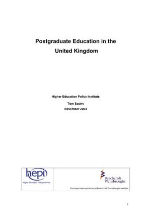 Postgraduate Education in the United Kingdom