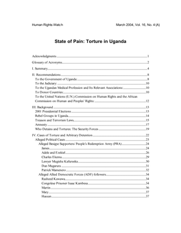 State of Pain: Torture in Uganda