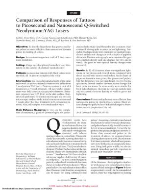 Comparison of Responses of Tattoos to Picosecond and Nanosecond Q-Switched Neodymium:YAG Lasers