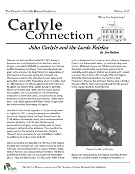 Carlyle Connection John Carlyle and the Lords Fairfax by Bob Madison