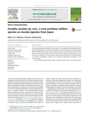 Erysiphe Aucubae Sp. Nov., a New Powdery Mildew Species on Aucuba Japonica from Japan