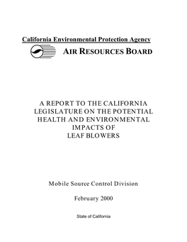 2000-02 a Report to the California Legislature on the Potential Health