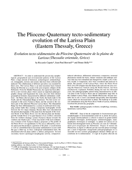 The Pliocène-Quaternary Tecto-Sedimentary Évolution of The