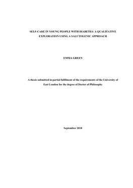 Self-Care in Young People with Diabetes: a Qualitative Exploration Using a Salutogenic Approach