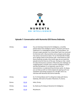 Episode 7: Conversation with Numenta CEO Donna Dubinsky