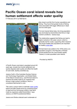 Pacific Ocean Coral Island Reveals How Human Settlement Affects Water Quality 17 February 2014, by Niall Byrne