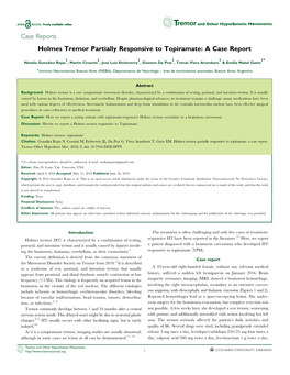 Case Reports Holmes Tremor Partially Responsive to Topiramate: a Case Report