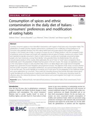Consumption of Spices and Ethnic Contamination in the Daily Diet Of