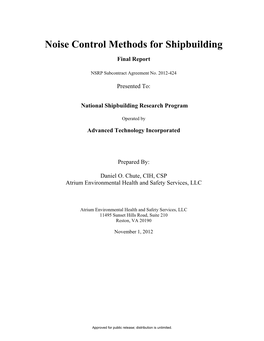 Noise Control Methods for Shipbuilding