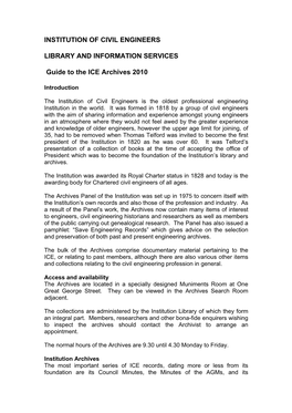 Guide to the ICE Archives 2010