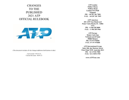Changes to the Published 2021 Atp Official Rulebook