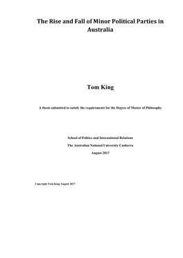 The Rise and Fall of Minor Political Parties in Australia Tom King