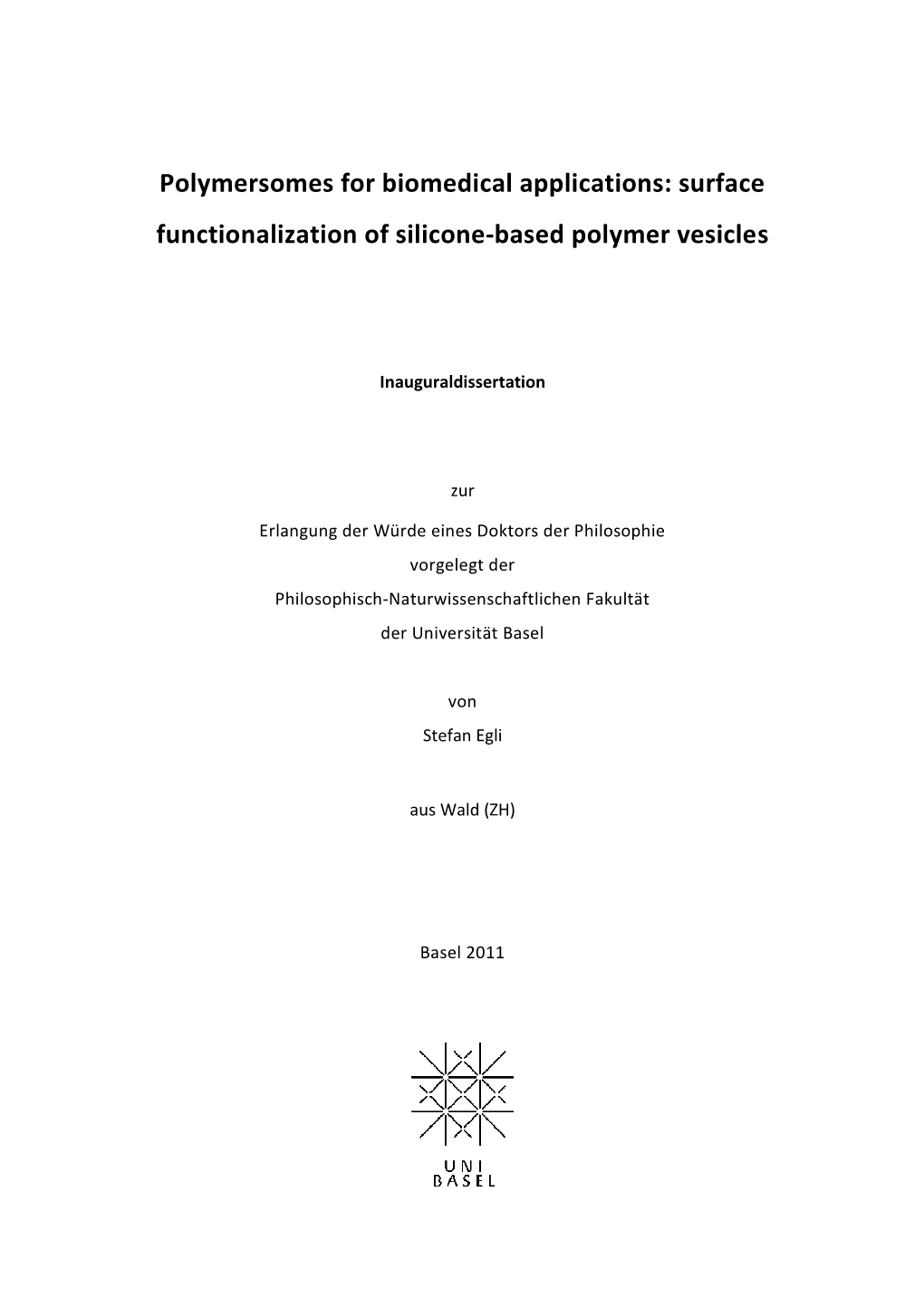 Polymersomes for Biomedical Applications: Surface Functionalization of Silicone-Based Polymer Vesicles