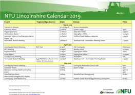 NFU Lincolnshire Calendar 2019