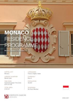 MONACO RESIDENCE PROGRAMME Monaco Residency by Investment