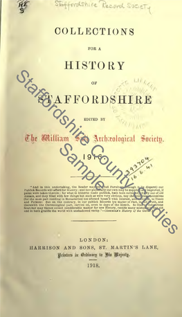 Collections for a History of Staffordshire, 1916