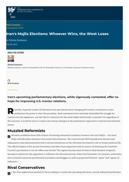 Iran's Majlis Elections: Whoever Wins, the West Loses by Nikolay Kozhanov