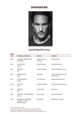 CALLAN MULVEY| Actor