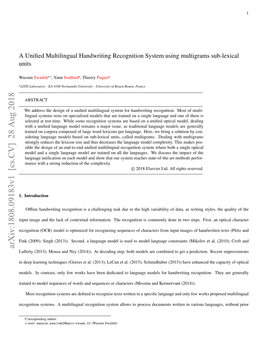 A Unified Multilingual Handwriting Recognition System Using