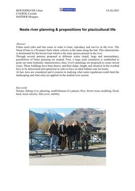 Neste River Planning & Propositions for Piscicultural Life
