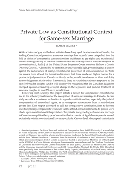 Private Law As Constitutional Context for Same-Sex Marriage