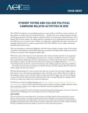 Student Voting and College Political Campaign-Related Activities in 2020