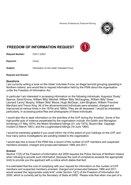 Freedom of Information Request