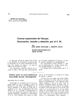 Cuevas Sepulcrales De Vizcaya. Excavación, Estudio Y Datación Por El C 14