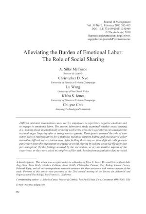 Alleviating the Burden of Emotional Labor: the Role of Social Sharing