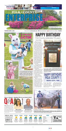 HAPPY BIRTHDAY Easter Polk County Celebrates 175 Years by Jason Chlapek