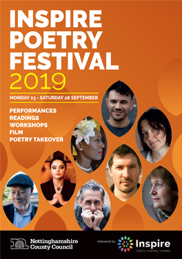 Inspire Poetry Festival 2019 BRINGING POETRY to BEESTON, MANSFIELD CENTRAL, SOUTHWELL, WEST BRIDGFORD and WORKSOP LIBRARIES, and the OLD LIBRARY, MANSFIELD