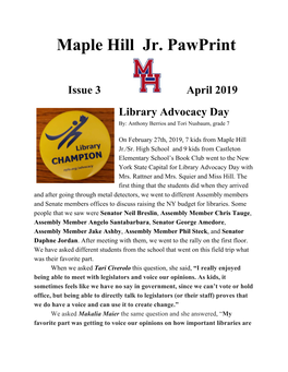 Maple Hill Jr. Pawprint Student Newspaper