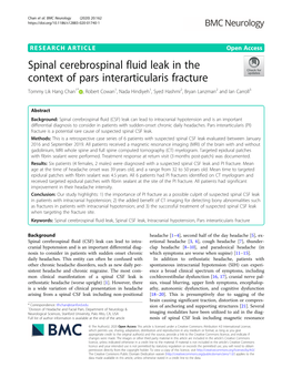 Spinal Cerebrospinal Fluid Leak in the Context of Pars Interarticularis Fracture