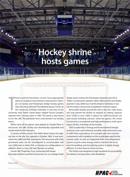 Hockey Shrine Hosts Games